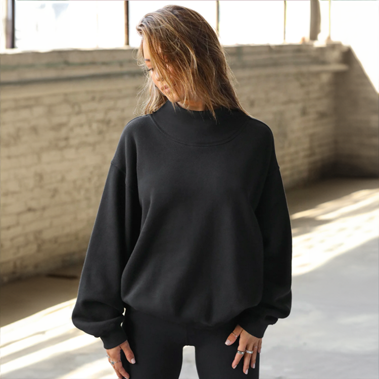 Turtleneck Sweatshirt Black Terry